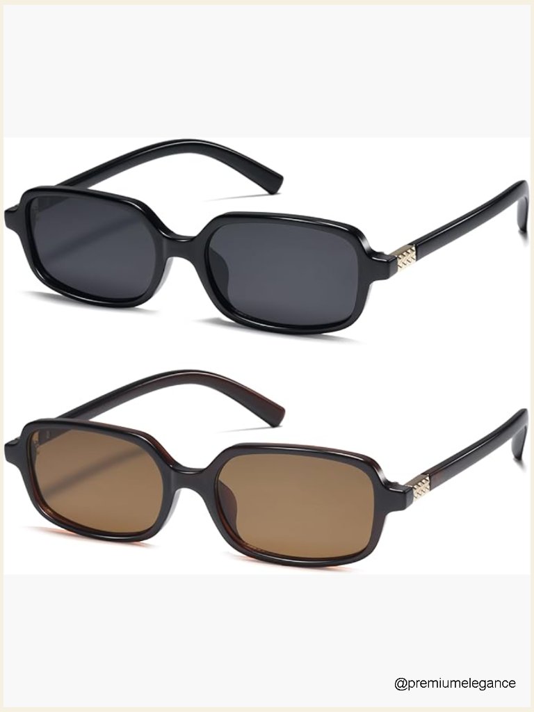 Small Rectangle Sunglasses Vintage Retro Y2k Thin Narrow Frame Uv400